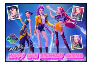 Personalised KPop Demon Hunters Costco/Asda Size Edible Cake Topper Icing Sheet