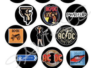 AC/DC Themed Edible Cupcake Toppers x15 5cm A4 Edible Icing Sheet ACDC