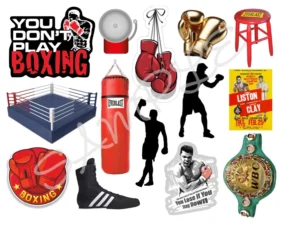Boxing Themed Edible Icing Cake Toppers A4 Edible Icing Sheet.