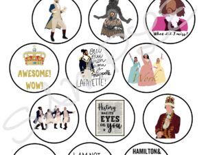Hamilton The Musical Edible Cupcake Toppers x15 5cm/2" Edible Icing Sheet A4