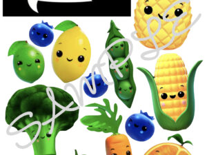 Sensory Fruits & Veg 'Hey Bear' inspired Edible Icing Sheet A4 Cake Toppers