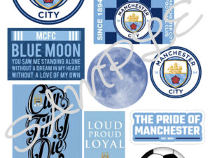 Manchester City Themed Edible Cake Toppers A4 icing sheet