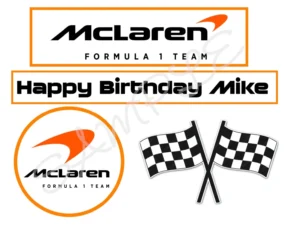 McLaren Themed Edible Cake Topper Kit 2x A4 Icing Sheet Pages