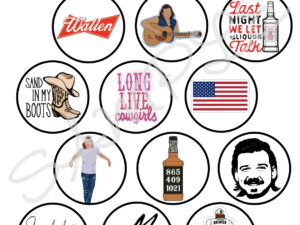 Morgan Wallen Themed Edible Cupcake Toppers x15 5cm Round Easy Peel Icing Sheet