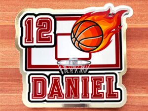 Basketball Themed Personalised Card Cake Topper 6" Tall
