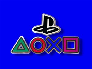 Playstation Themed Thick Card Cake Toppers on Silver Mirror Card