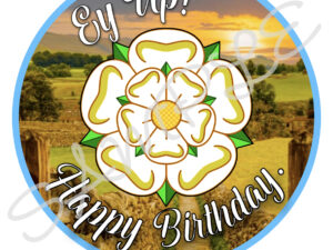 7.5" Round Yorkshire Themed Edible Birthday Cake Topper Edible Icing Sheet