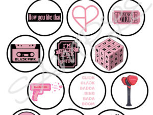 Blackpink Themed Edible Cupcake Toppers x15 5cm Round A4 Icing Sheet