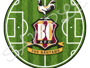 Bradford City A.F.C. Themed 7.5" Round Edible Cake Topper