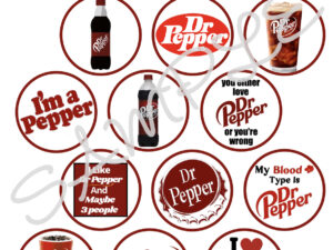 Dr Pepper Themed Cupcake Toppers x 15 Edible Icing Sheet A4 5cm Round