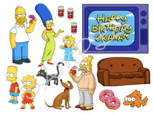 The Simpsons Themed Personalised Edible Icing Cake Topper Sheet A4