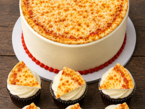 Cheese Pizza 7.5" Edible Cake Topper & Mini 5cm Slices A4 Edible Icing Sheet