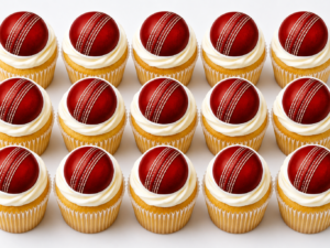 Cricket Ball Edible Cupcake Toppers x15 5cm Round Icing Sheet A4