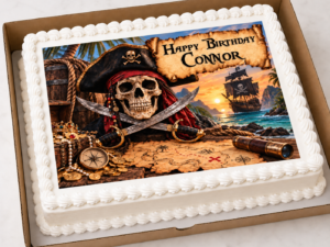 Personalised Pirates Themed Edible Cake Topper Costco/Asda Edible Print