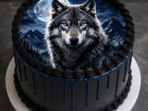 Wolf and Moon 7.5inch cake topper A4 Edible Icing Sheet