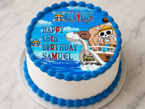 Personalised One Piece Themed Edible Cake Topper 7.5" Round A4 Icing Sheet