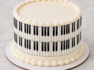 Piano/Keyboard Keys Edible Cake Ribbon Icing Sheet A4 Cake Topper Decoration