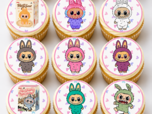 Labubu Edible Cupcake Toppers x 15 5cm Round Icing Sheet